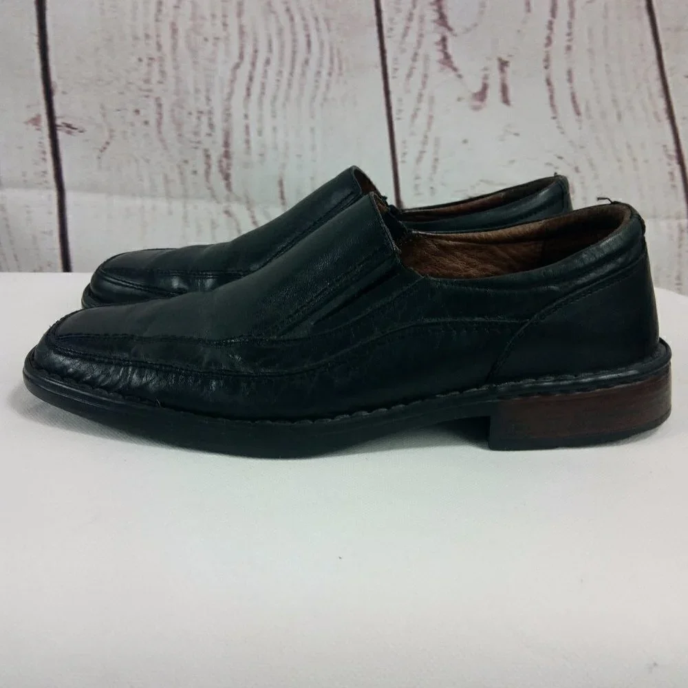 Natha Studio Black Leather Slip On Loafer Shoes